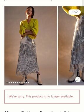 Maeve Silver Sequin Fringe Maxi Skirt